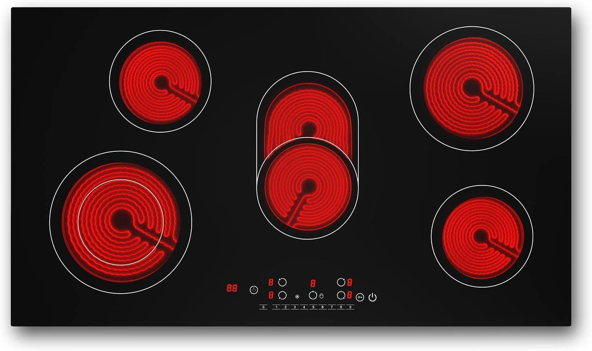 5 Burner Electric Cooktop 36 Inch 8600W Infrared Cooker