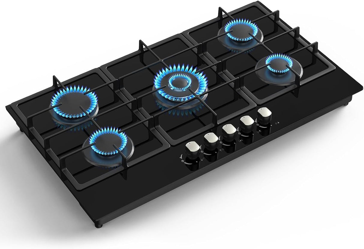 5 Burner Propane Gas Cooktop with Stainless Steel