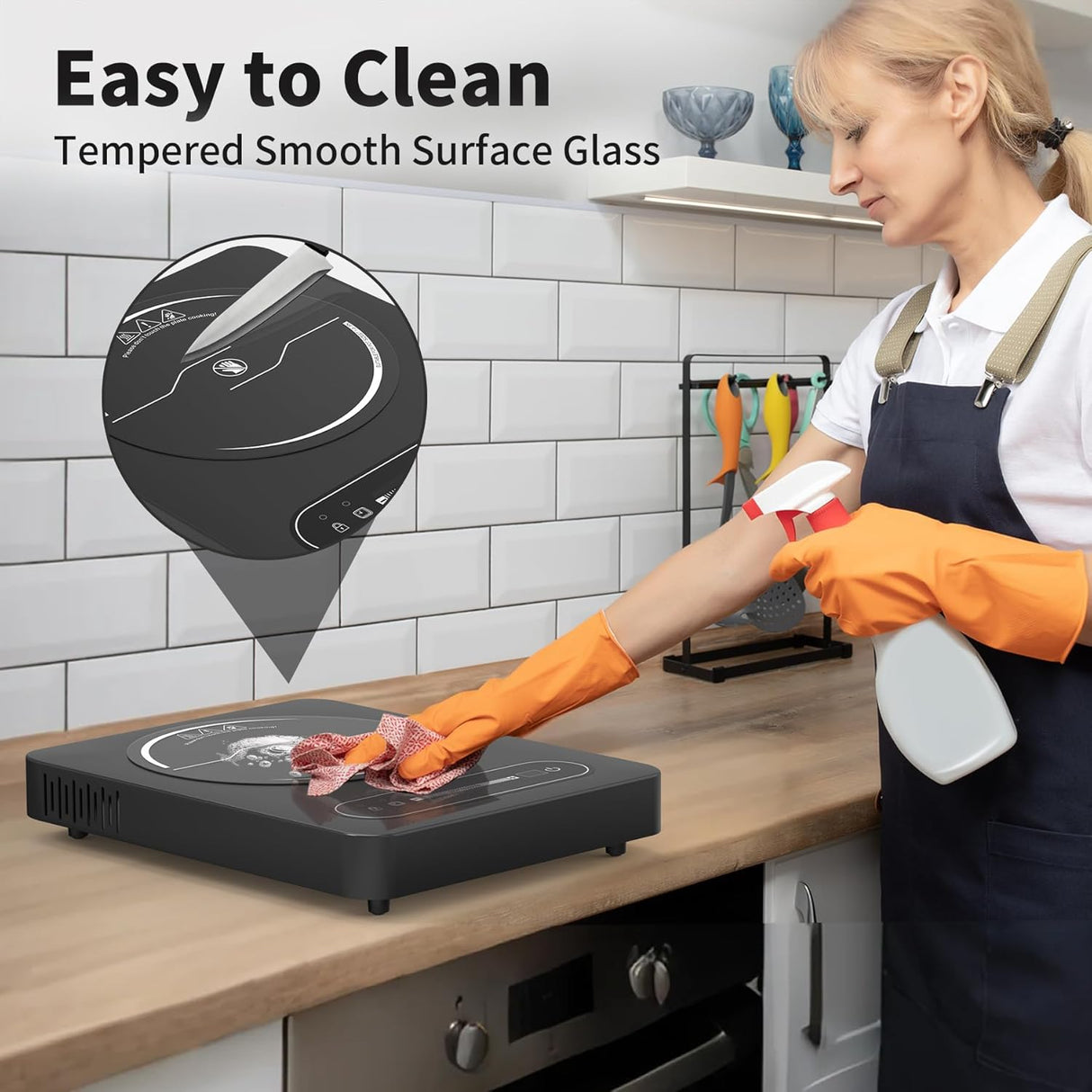 1800W Portable Single Burner Electric Cooktop with LED Touch Control and 9 Power Levels