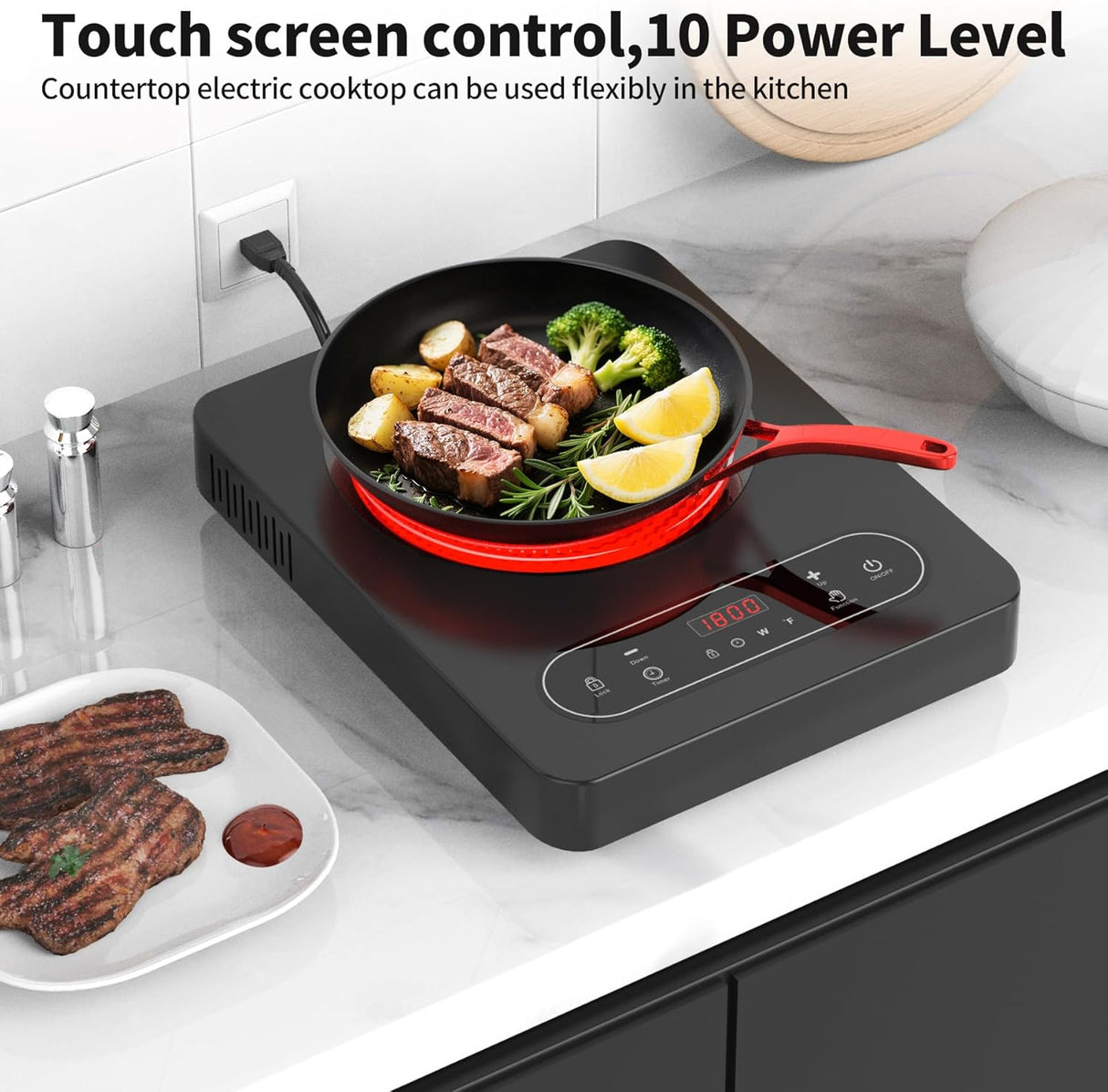 1800W Single Burner Electric Cooktop with LED Touch Control