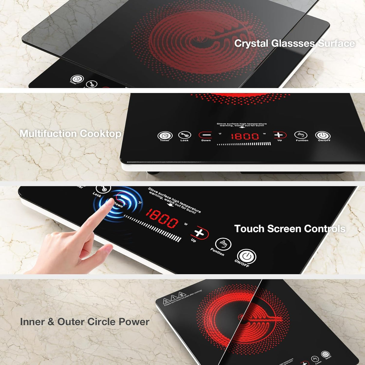 VBGK Single Burner Electric Cooktop 1800W 14 Inch