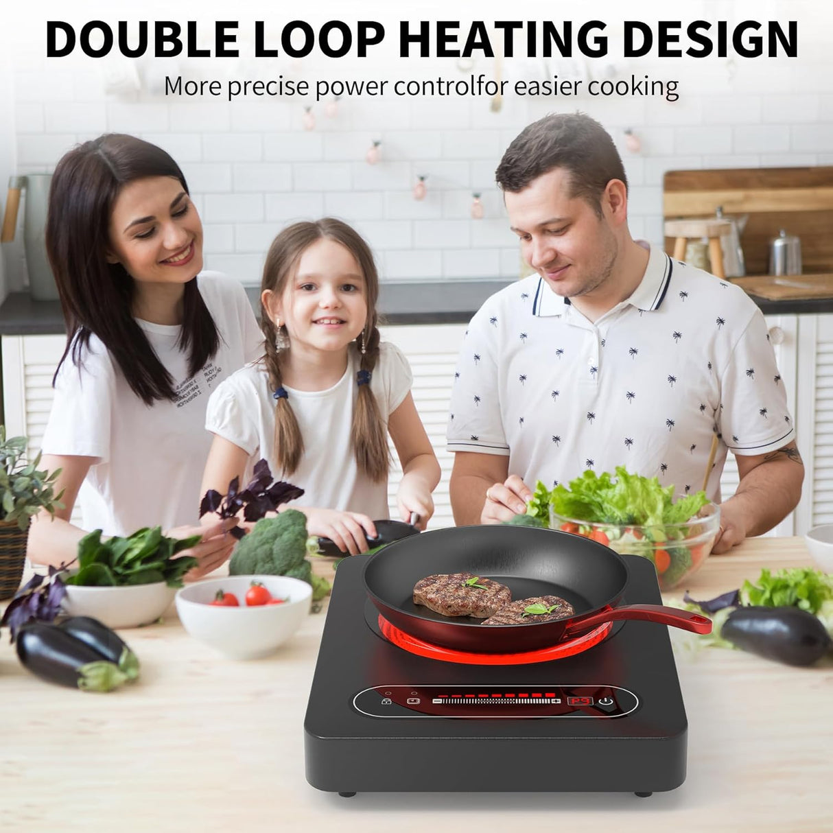 1800W Portable Single Burner Electric Cooktop with LED Touch Control and 9 Power Levels