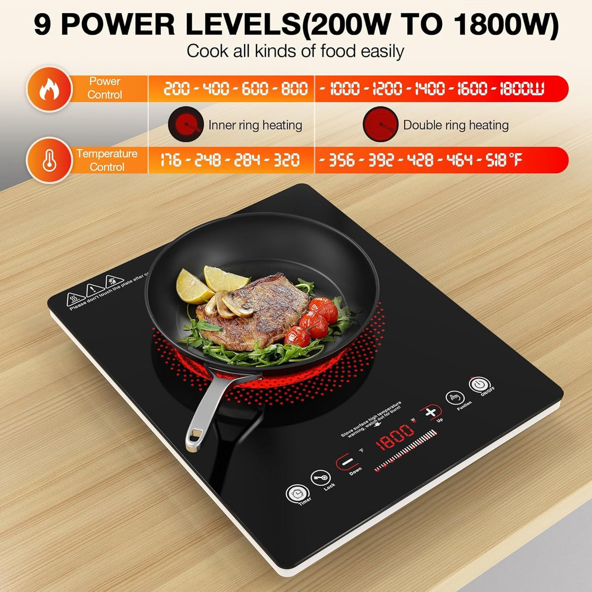 VBGK Single Burner Electric Cooktop 1800W 14 Inch