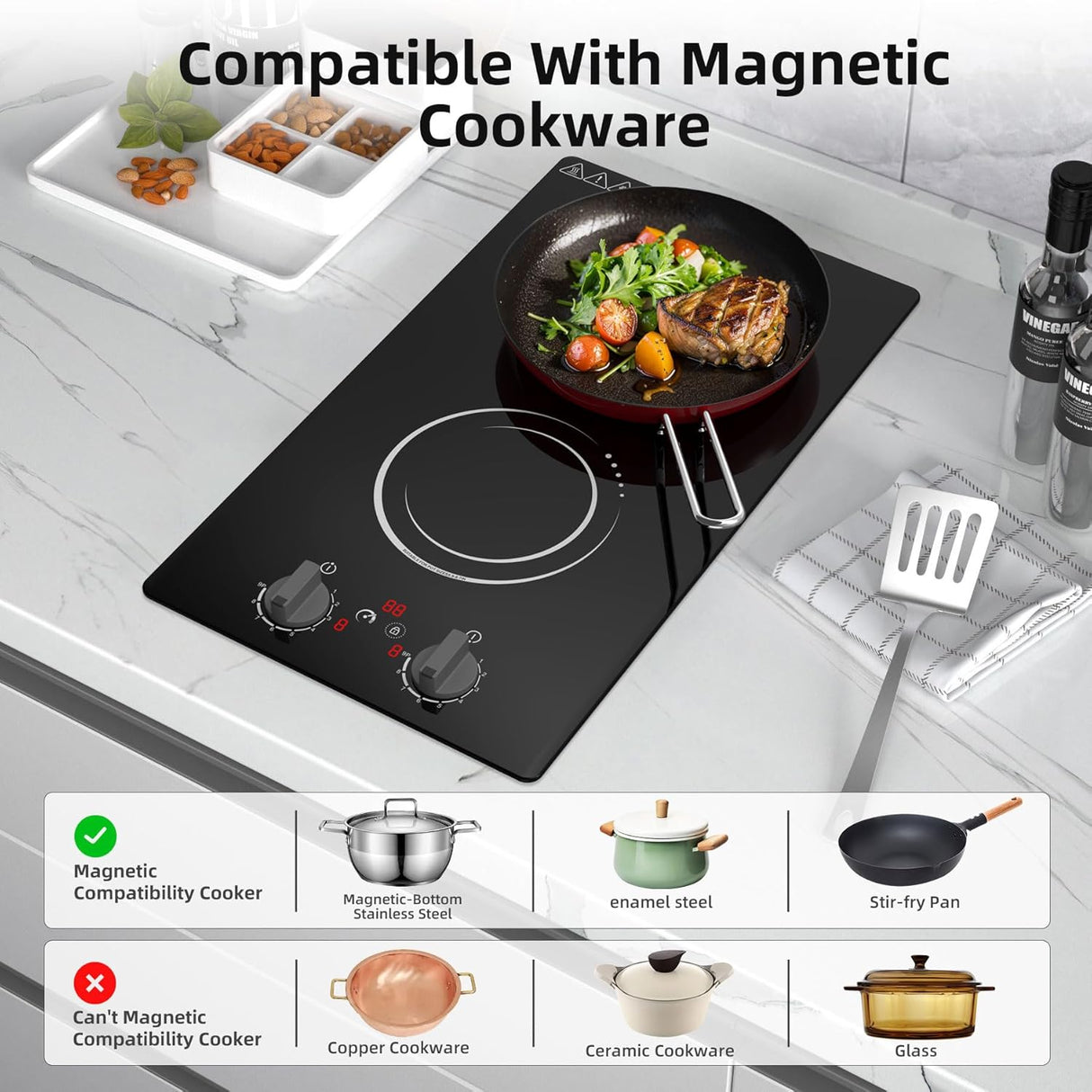 2300W Two Burner Induction Cooktop with LCD Touch Screen