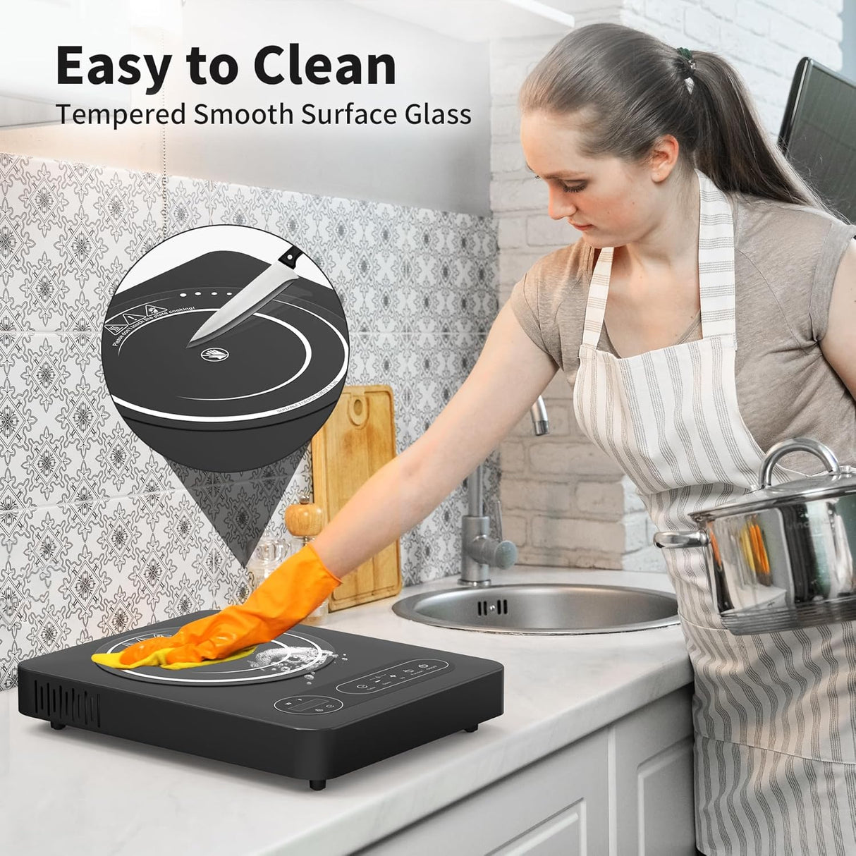 1800W Single Burner Electric Cooktop with LED Touch Control