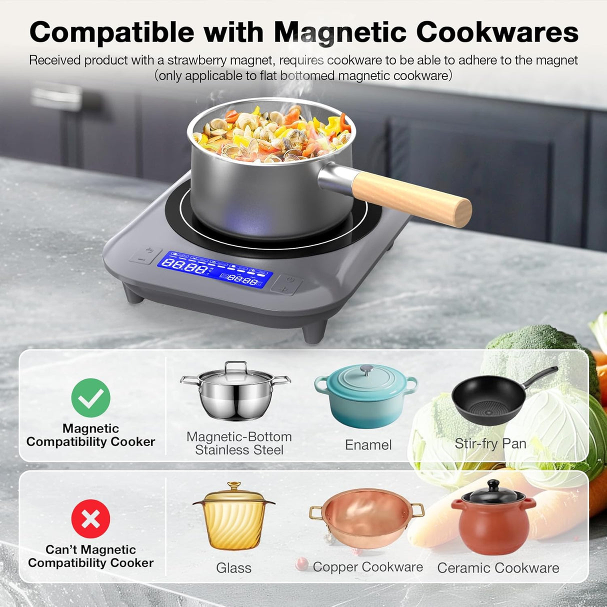 13 Inch Single Burner Portable Induction Cooktop 1800W
