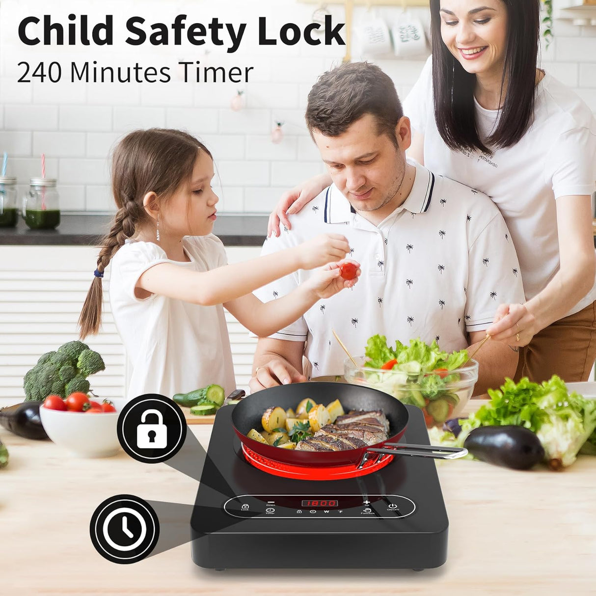 1800W Single Burner Electric Cooktop with LED Touch Control