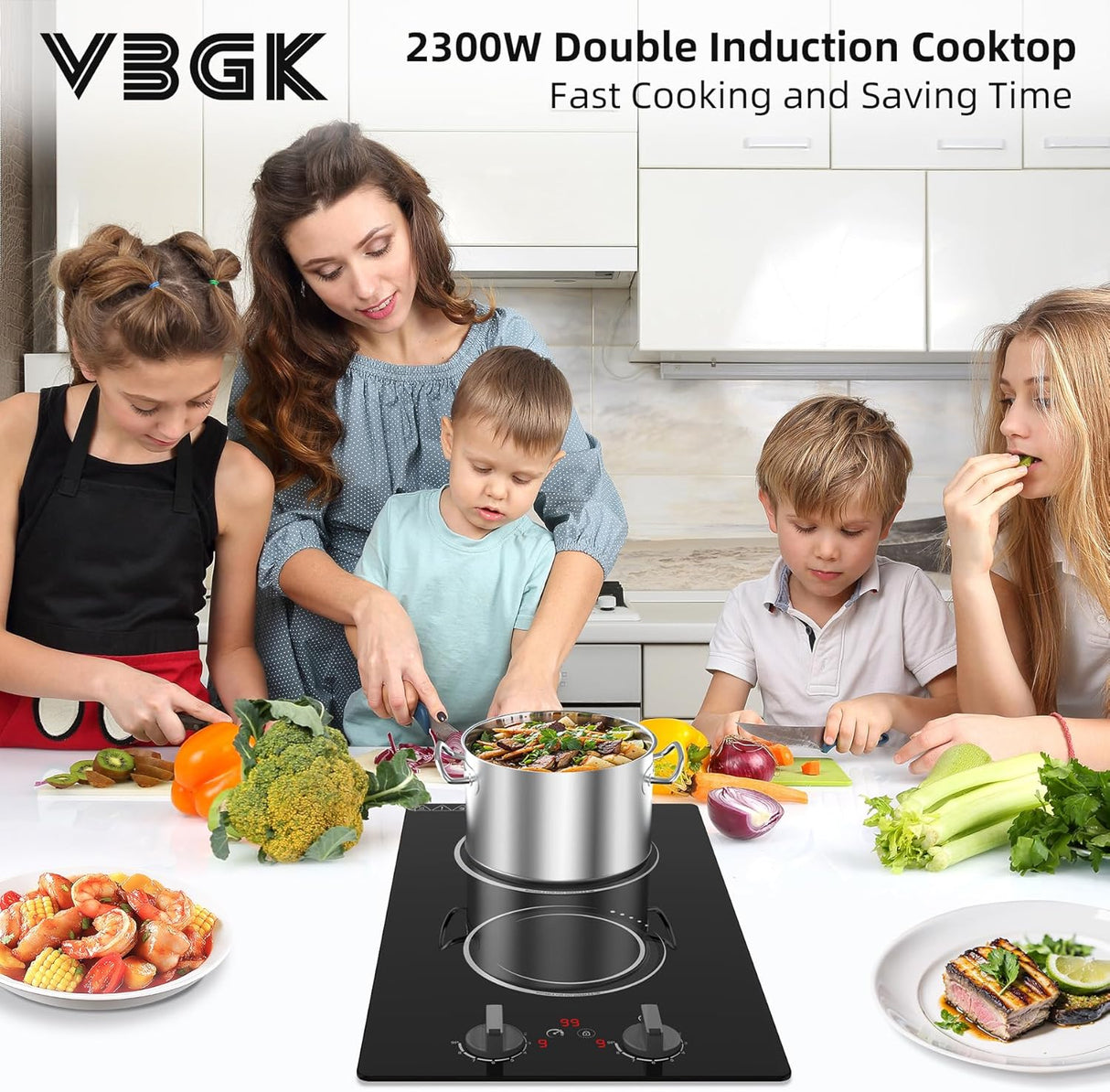 2300W Two Burner Induction Cooktop with LCD Touch Screen