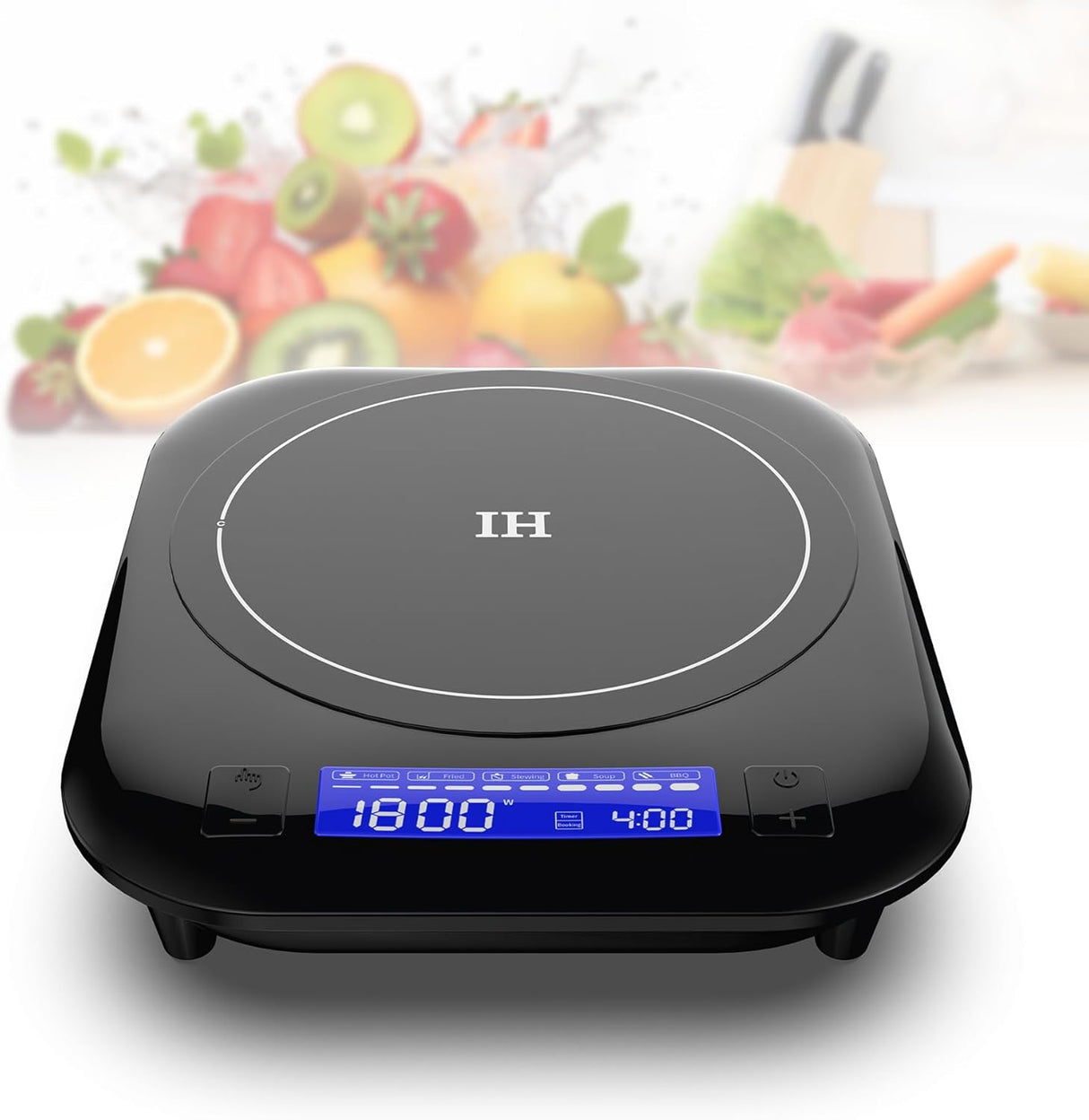 1800W Single Burner Portable Induction Cooktop with 5 Cooking Modes and LCD touch control