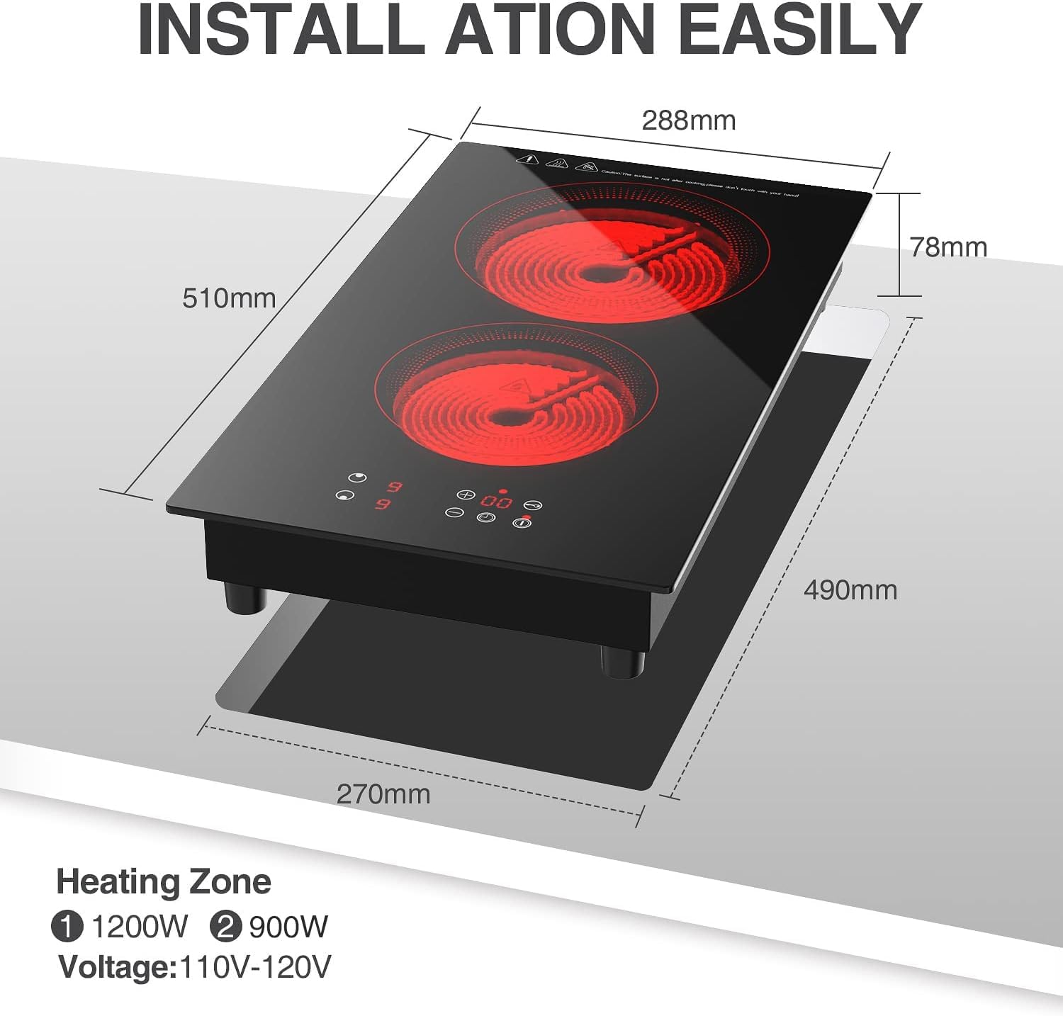 Karinear Cooktop Reviews 2-Burner Electric Cooktop 12