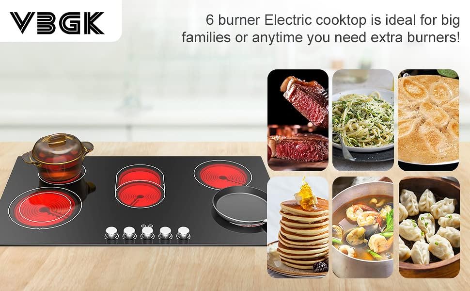 5 Burner Electric Cooktop 36 Inch 8600W Infrared Cooker