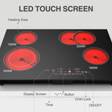 7200W 30 Inch 4 Burner Electric Cooktop with Touch Control Infrared Cooker