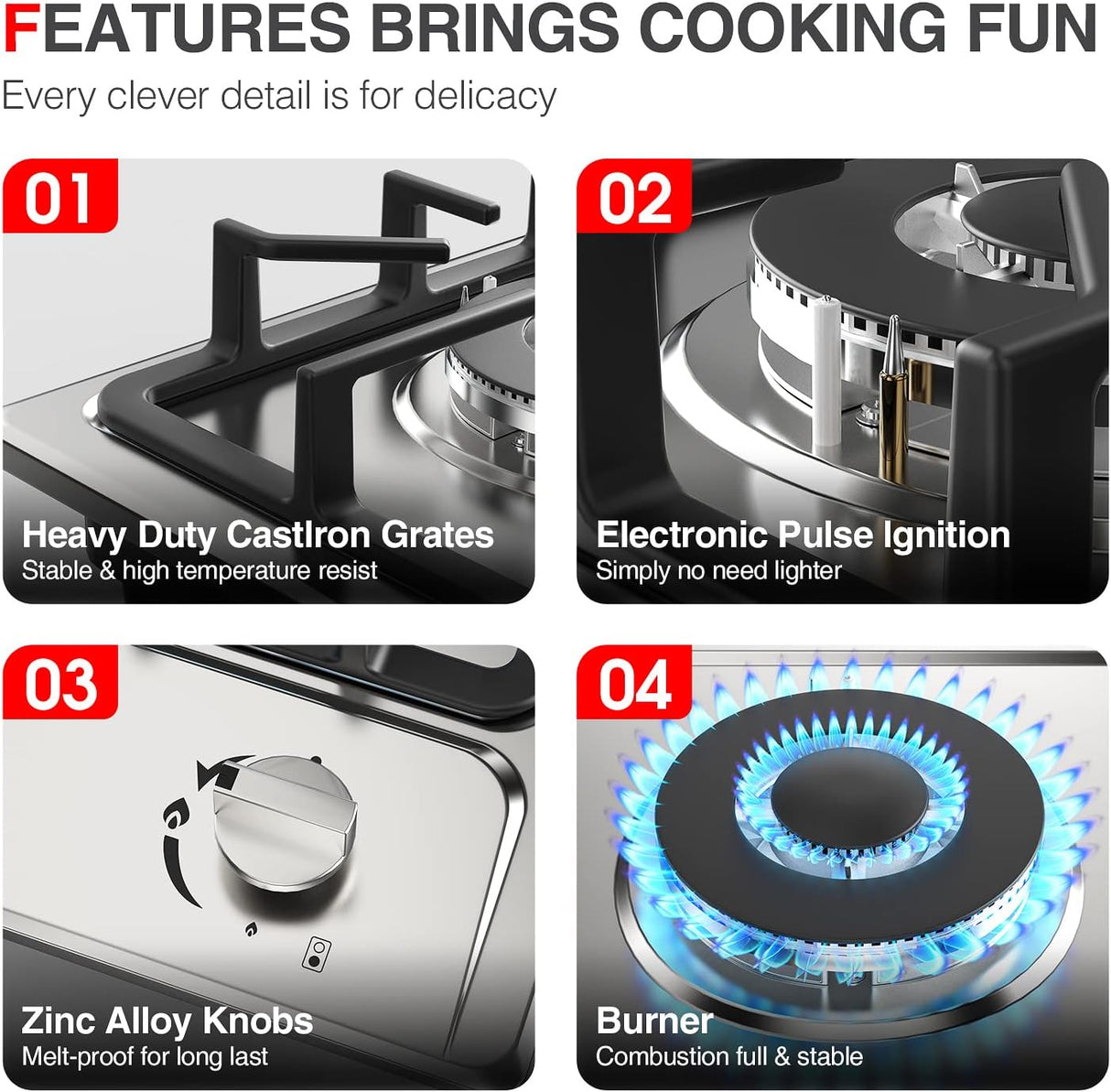 2 Burner Gas Cooktop 12 Inch