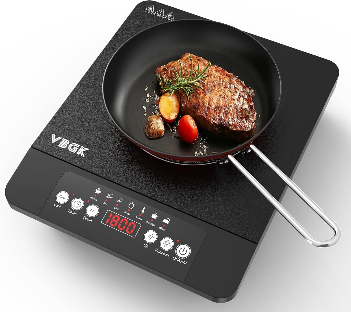 VBGK 11-inch Portable Induction Cooktop 1800W Hot Plate Electric Burner with 7 Power Levels