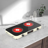 2 Burner Electric Cooktop 12 Inch 2200W Infrared Cooker with Knob control and handle