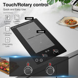 Two Burner Induction Cooktop - 12 Inch Double Induction Stove Top with 3000W Heating Power, Rotary &Touch Control, and 9 Power Levels