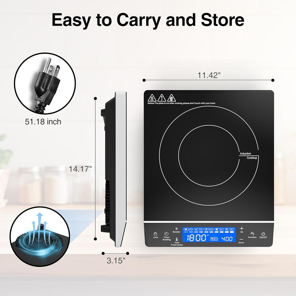 VBGK Single Burner Portable Induction Cooktop 1800W