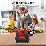 3000W Two Burner Electric Cooktop with Built-in & Countertop Portable Design