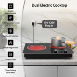 Plug-in 22 Inch Two Burner Infrared Cooker with 2100W Power and 10 Heating Level for Built-in & Countertop Use