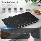 24 Inch Two Burner Induction Cooktop with 4000W Power and LCD Touch Screen for Control