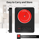 11 Inch Single Burner Portable Electric Cooktop with 1800W Power and LED Touch Control
