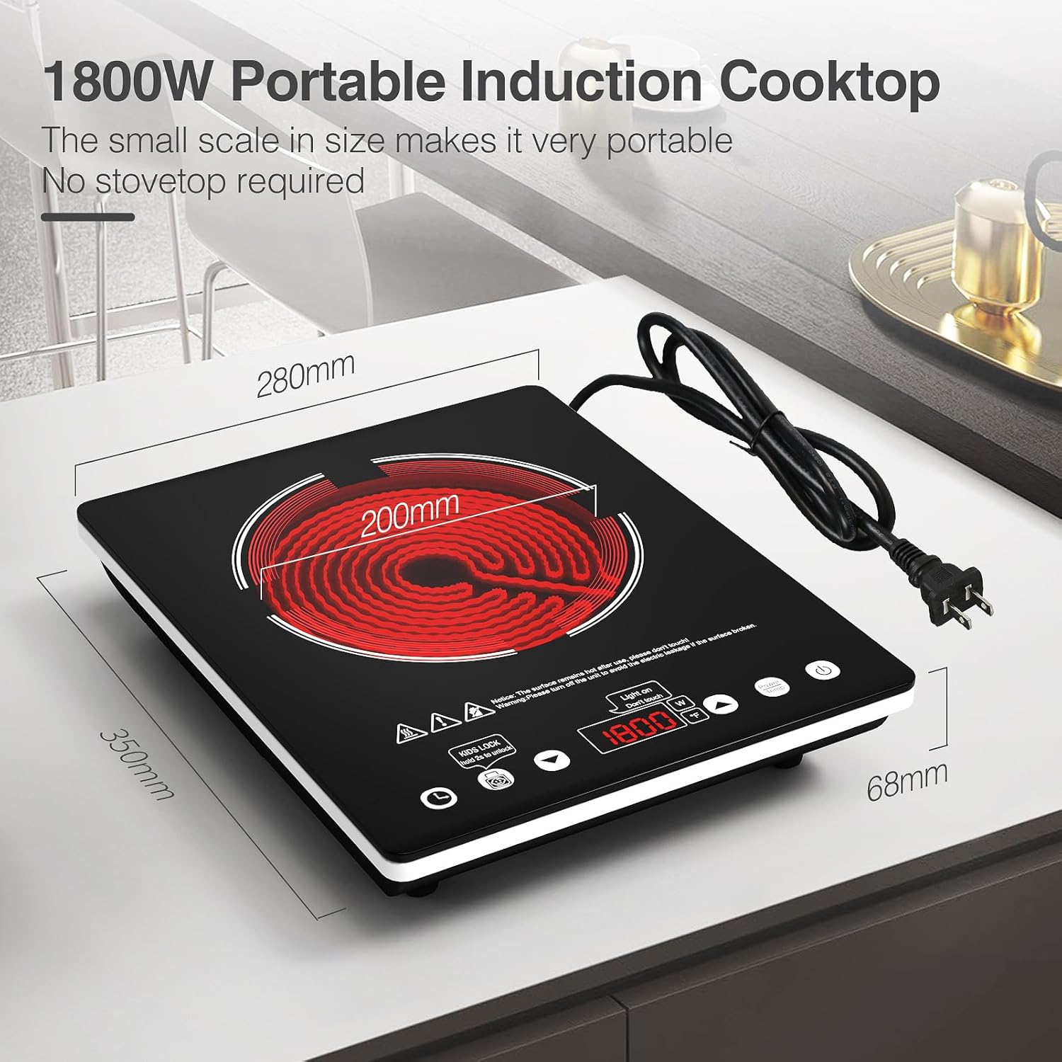 Electric Stove Elexnux 1800W Ceramic Electric Hot Plate For