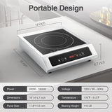 Single Burner Commercial Portable Induction Cooktop 14 Inch 1800W