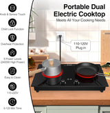 2400W 2 Burner Electric Cooktop with Countertop and Built-in Design