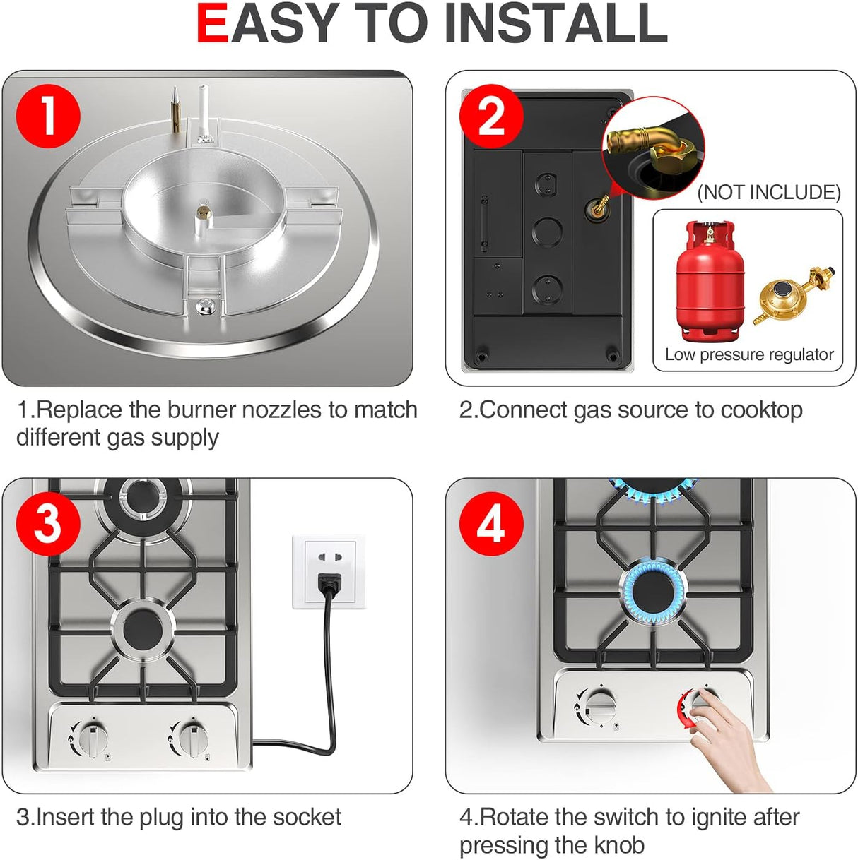 2 Burner Gas Cooktop 12 Inch