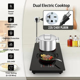 Two Burner Infrared Cooker - 3000W 12 inch Electric Stove Top with Plug for Countertop Use