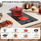 2100W Two Burner Electric Cooktop Knob Control and Touch Control