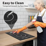 2100W Two Burner Electric Cooktop Knob Control and Touch Control