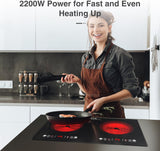 VBGK 2 Burner Electric Cooktop 24 Inch 2200W Infrared Cooker