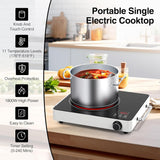 VBGK Single Burner Infrared Cooker - 12 Inch Portable Electric Cooktop with Handles and Touch and Knob Control