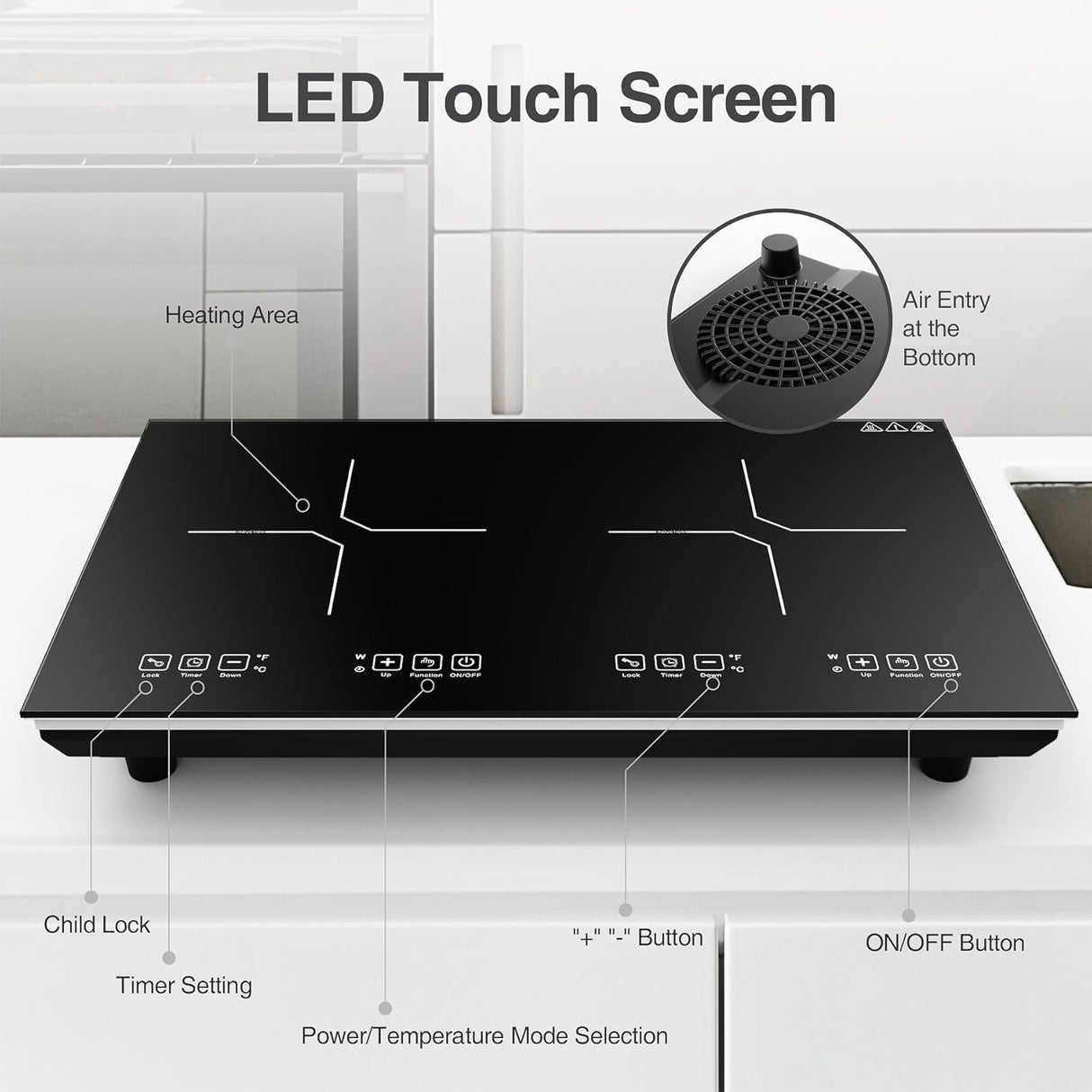 2 Burner Induction Cooktop 24 Inch 4000W