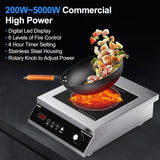 Commercial Induction Cooktop: Professional 5000W Hot Plate with LCD Touch and Knob Control, 4 Hours Timer, and 16 Power Levels