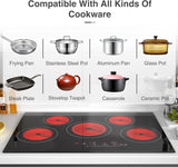 5 Burner Electric Cooktop 30 Inch 7600W Infrared Cooker for Family