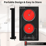 2100W Two Burner Electric Cooktop Knob Control and Touch Control