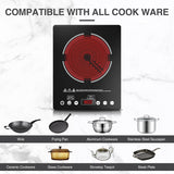 Plug In Single Burner Electric Cooktop 11 Inch 1800W Infrared Cooker