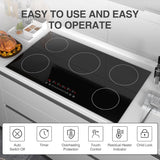 Five Burner Induction Cooktop 36 Inch 7400W Infrared Cooker