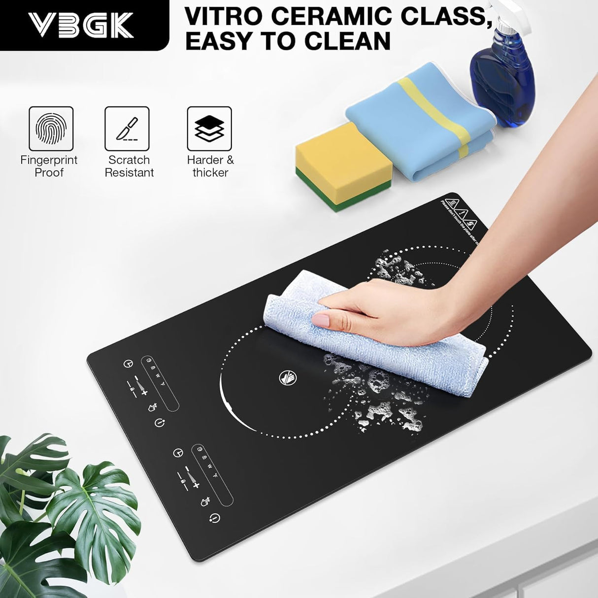 2100W Two Burner Electric Cooktop with Countertop and Built-in Design and 9 Power Levels