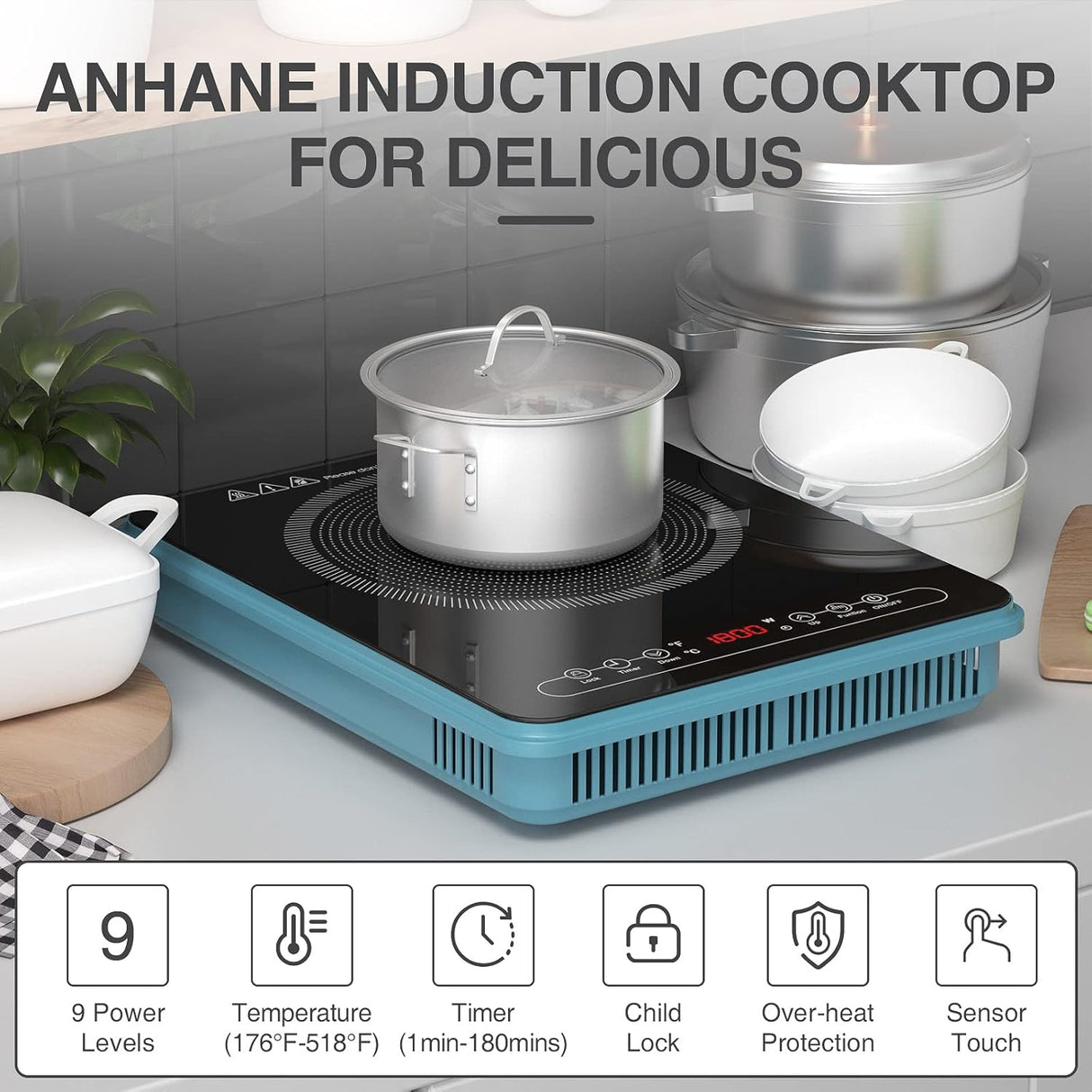 Single Burner Portable Induction Cooktop 13 Inch 1800W