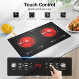 2400W Two Burner Electric Cooktop with Separate Touch Control and 9 Heating Level