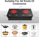 VBGK 2 Burner Electric Cooktop 24 Inch 2200W Infrared Cooker