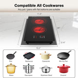 Two Burner Infrared Cooker - 3000W 12 inch Electric Stove Top with Plug for Countertop Use