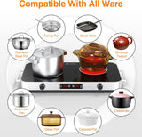 VBGK Two Burner Portable Electric Cooktop 12 Inch 2200W Infrared Cooker