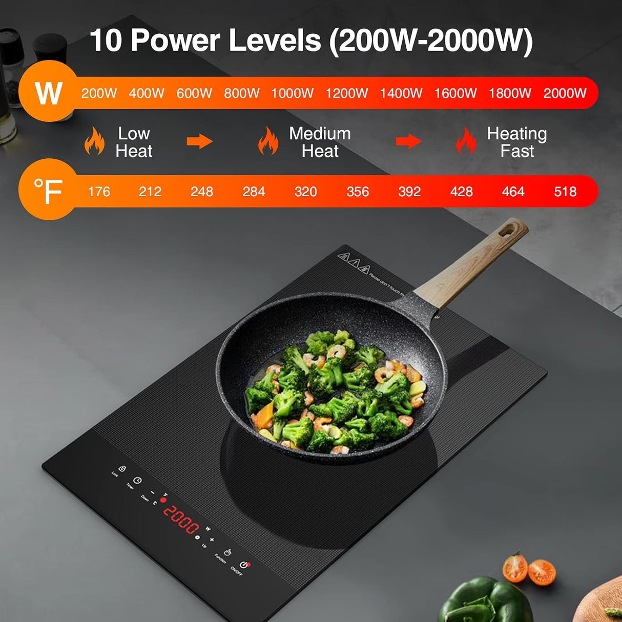 Plug Single Burner Portable Electric Cooktop 12 Inch 2000W Infrared Cooker