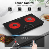 2400W 2 Burner Electric Cooktop with Countertop and Built-in Design