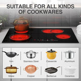 7200W 30 Inch 4 Burner Electric Cooktop with Touch Control Infrared Cooker