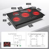 5 Burner Electric Cooktop 30 Inch 7600W Infrared Cooker for Family